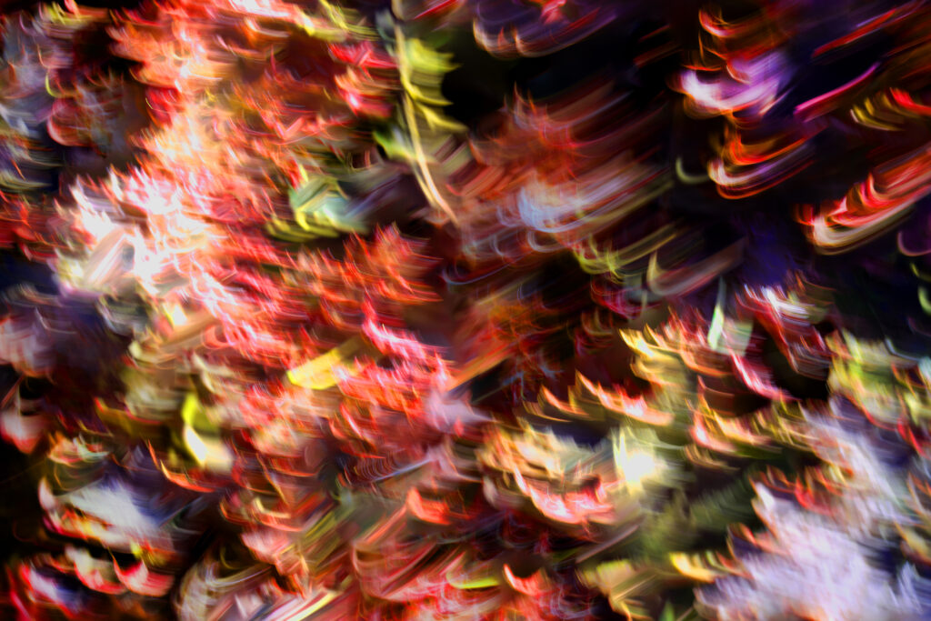 Multiple exposures and in camera movement.